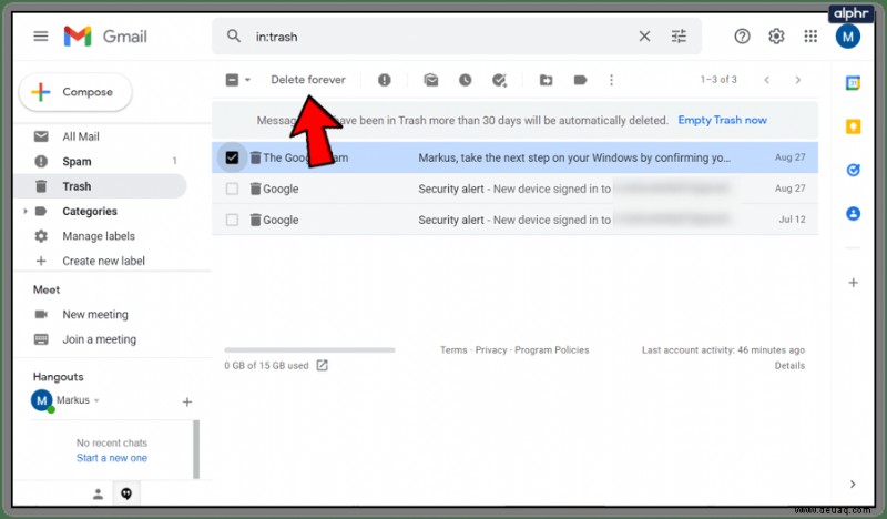 So leeren Sie den Papierkorb in Gmail automatisch