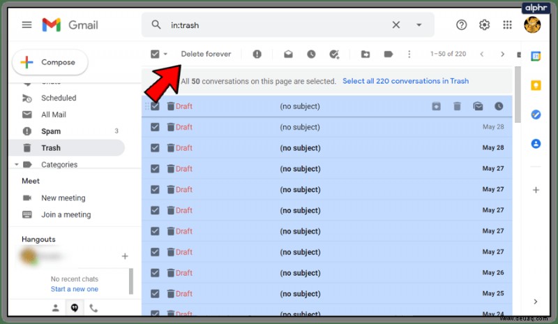 So leeren Sie den Papierkorb in Gmail automatisch