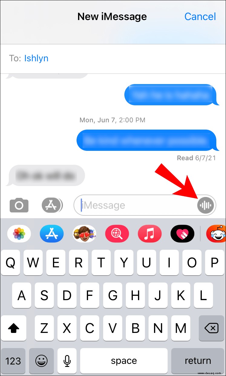 So senden Sie eine Sprachnachricht in iMessage auf einem iPhone