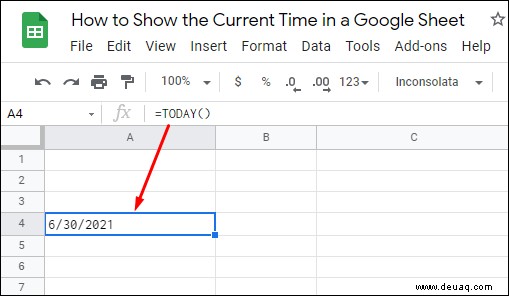 So zeigen Sie die aktuelle Uhrzeit in einer Google-Tabelle an