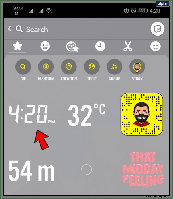 So erhalten Sie den Zeitaufkleber in Snapchat