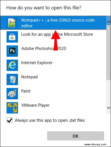 So öffnen Sie eine DAT-Datei in Windows 10