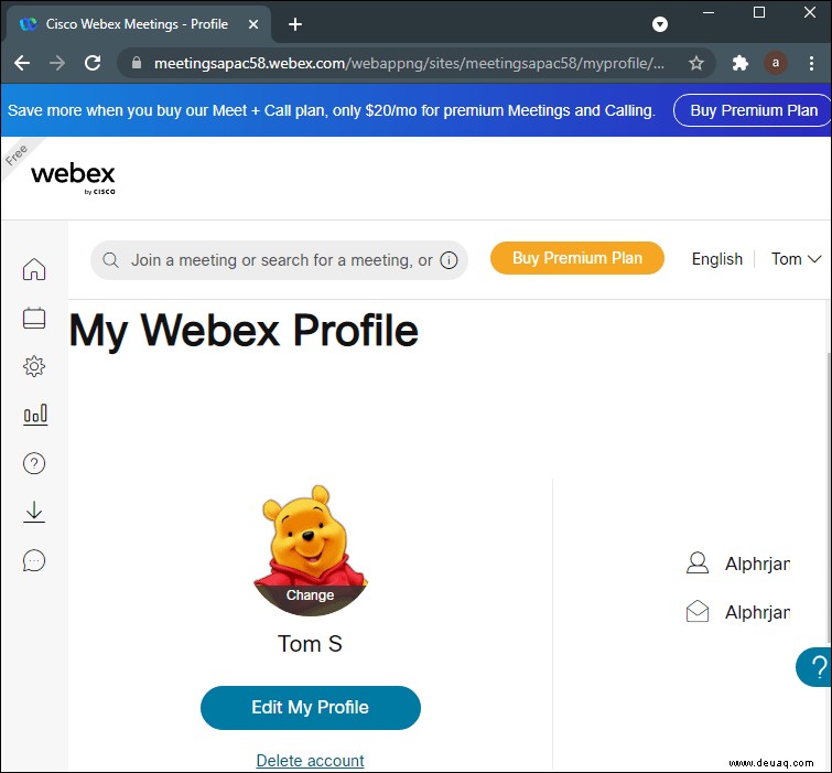 So ändern Sie das Profilbild in Webex
