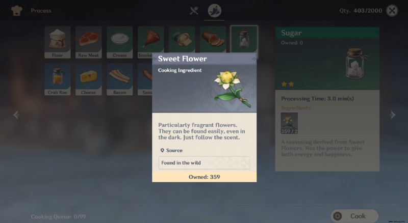 Verarbeitung von Zutaten in Genshin Impact