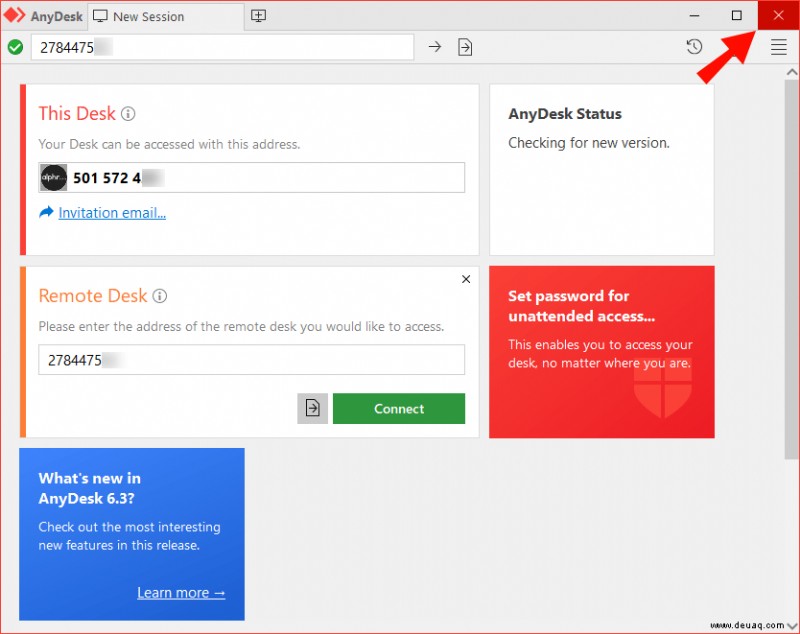 So trennen Sie die Verbindung in AnyDesk