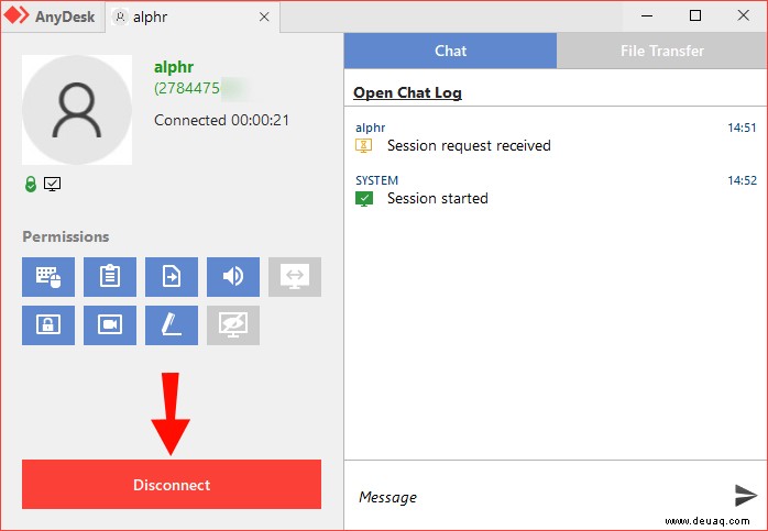 So trennen Sie die Verbindung in AnyDesk