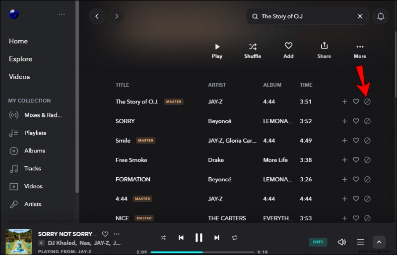 So blockieren Sie einen Künstler in Tidal