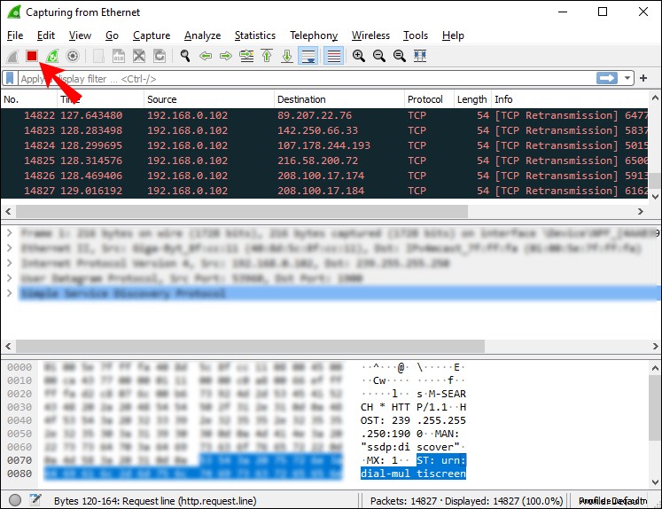 Erfassen von HTTP-Datenverkehr in Wireshark