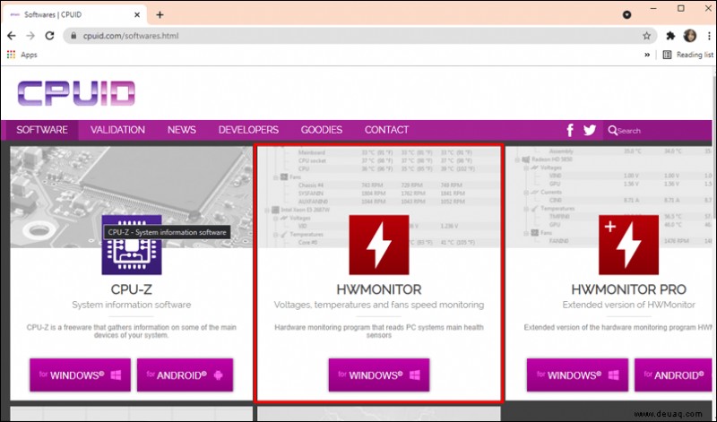 Anzeigen der CPU-Temperatur in Windows 10