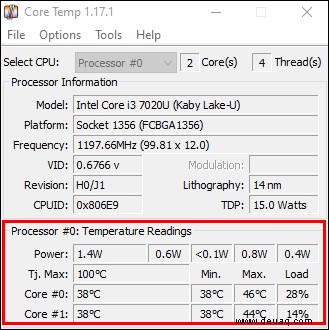 Anzeigen der CPU-Temperatur in Windows 10