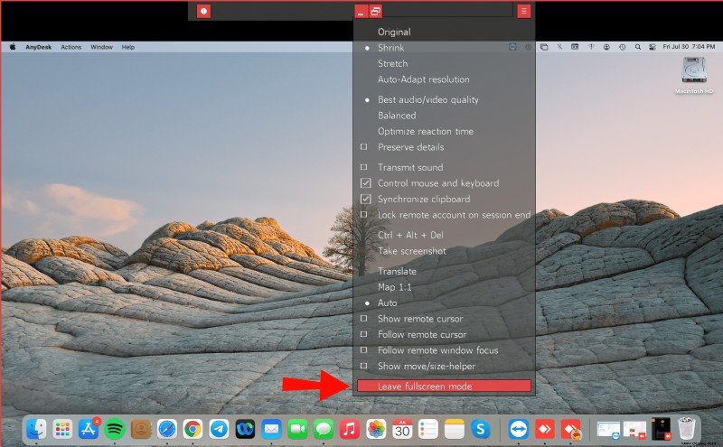 So beenden Sie den Vollbildmodus in AnyDesk