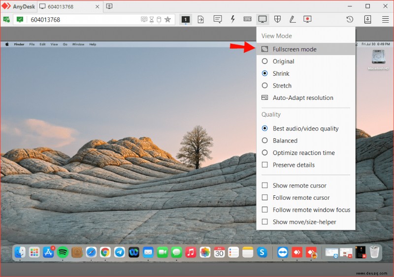 So beenden Sie den Vollbildmodus in AnyDesk