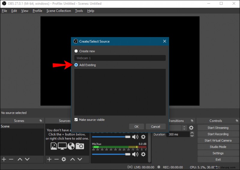 So fügen Sie OBS eine neue Webcam hinzu