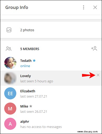 So entfernen Sie einen Benutzer aus einer Gruppe in Telegram