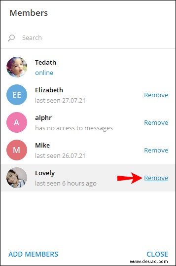 So entfernen Sie einen Benutzer aus einer Gruppe in Telegram