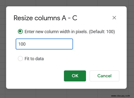 So ändern Sie die Spaltenbreite in Google Tabellen