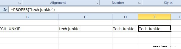 Wie man den ersten Buchstaben in Excel-Tabellenzellen groß schreibt