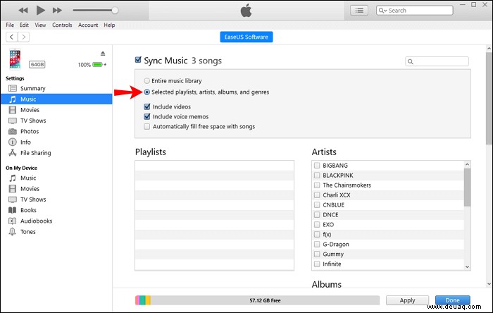 So fügen Sie eine Wiedergabeliste von iTunes zu einem iPhone hinzu