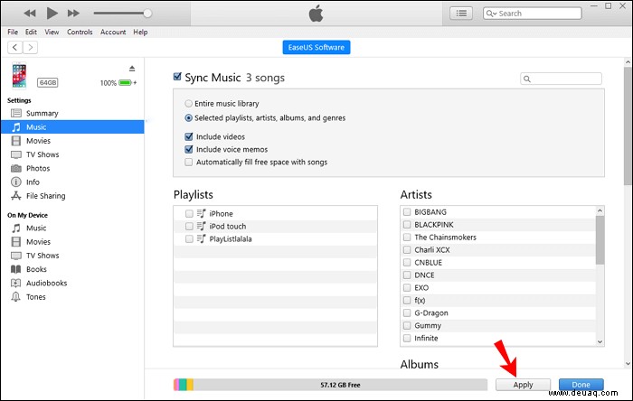 So fügen Sie eine Wiedergabeliste von iTunes zu einem iPhone hinzu