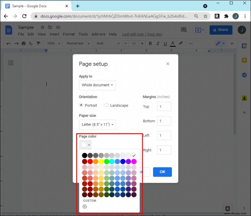 So entfernen Sie eine Hintergrundfarbe in Google Docs