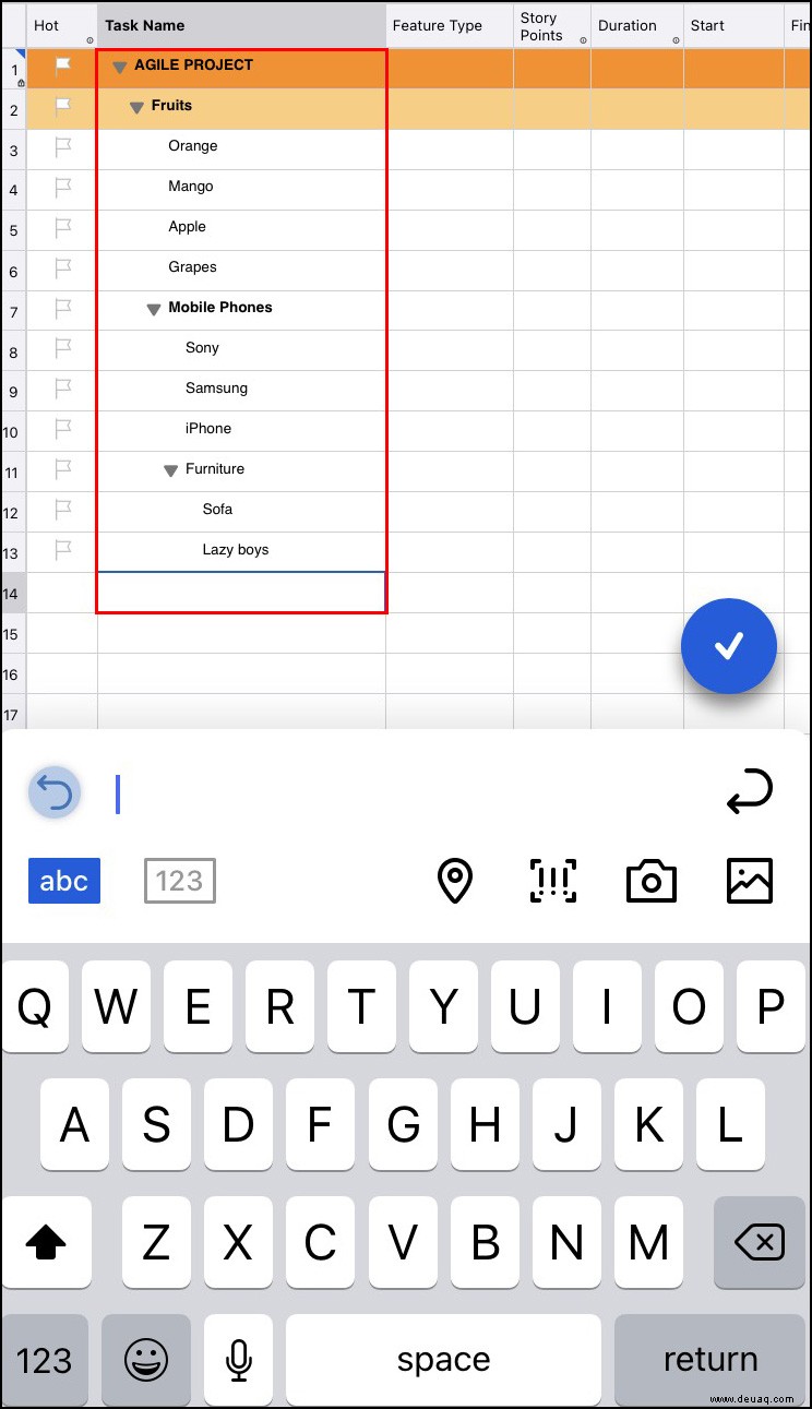 So fügen Sie eine Unteraufgabe in Smartsheet hinzu