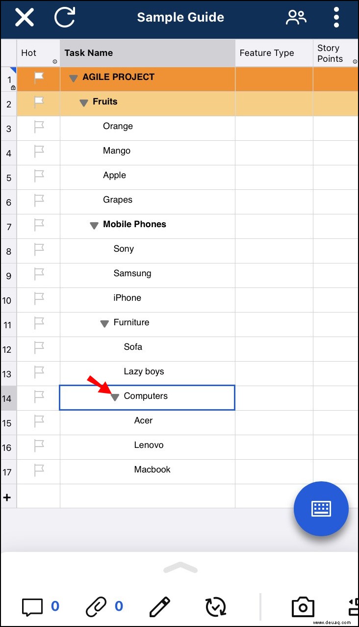 So fügen Sie eine Unteraufgabe in Smartsheet hinzu