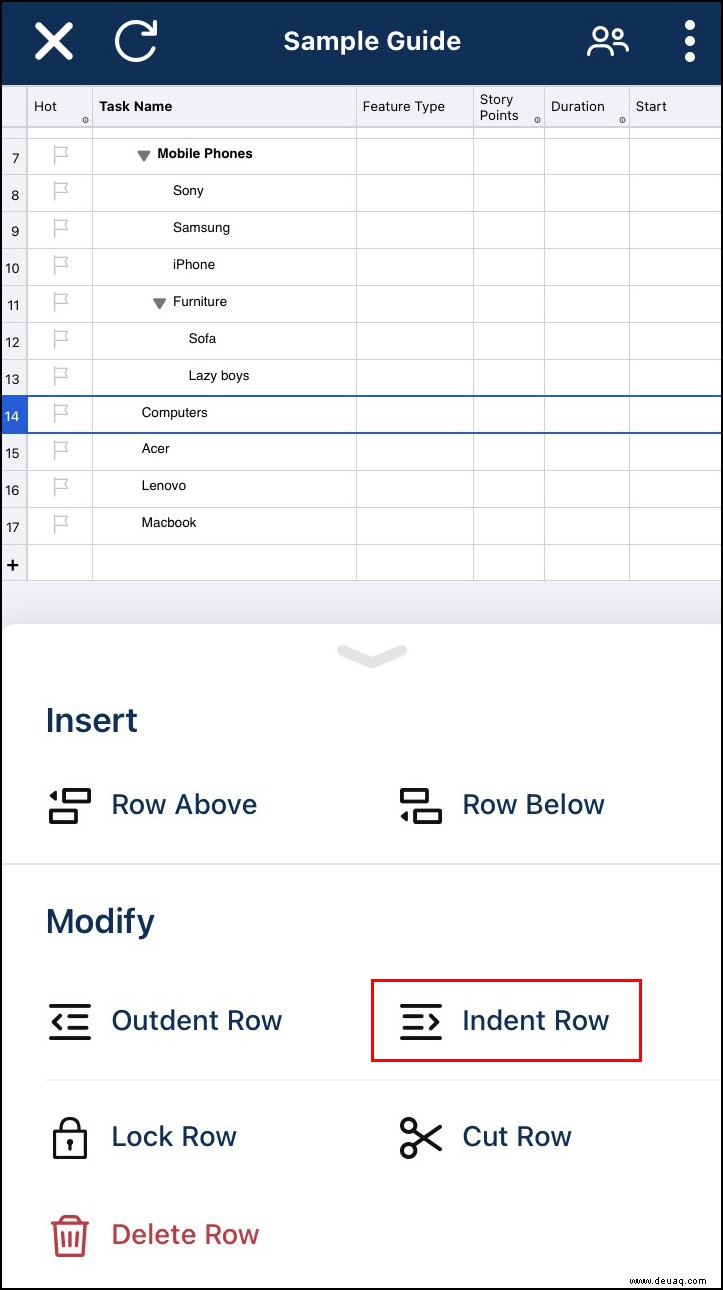 So fügen Sie eine Unteraufgabe in Smartsheet hinzu