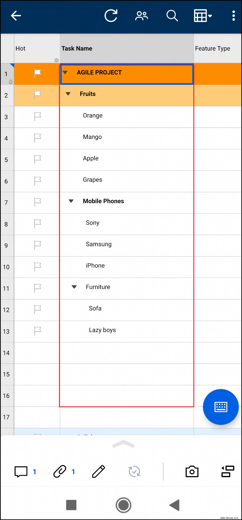 So fügen Sie eine Unteraufgabe in Smartsheet hinzu