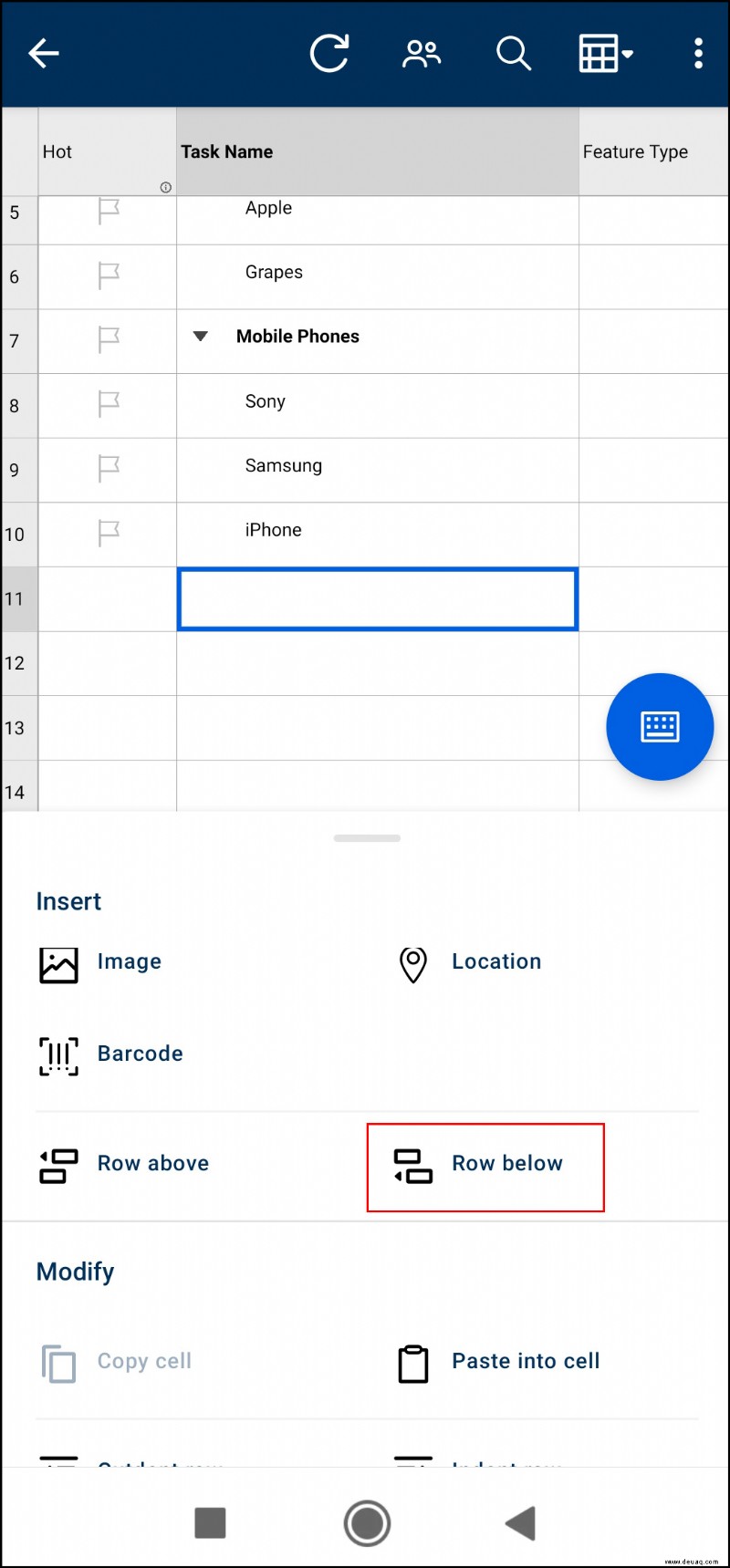 So fügen Sie eine Unteraufgabe in Smartsheet hinzu