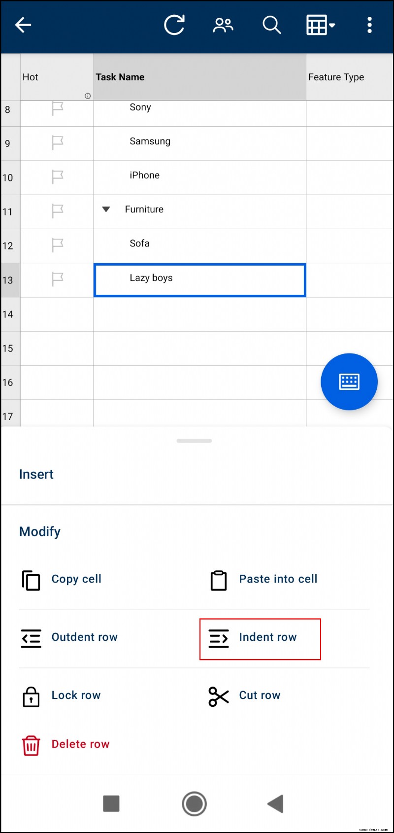 So fügen Sie eine Unteraufgabe in Smartsheet hinzu