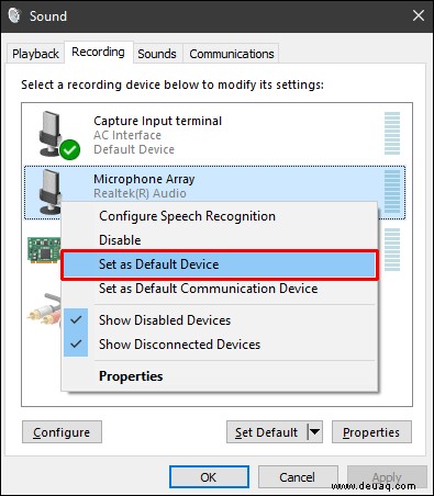 So ändern Sie das Standardmikrofon in Windows 10