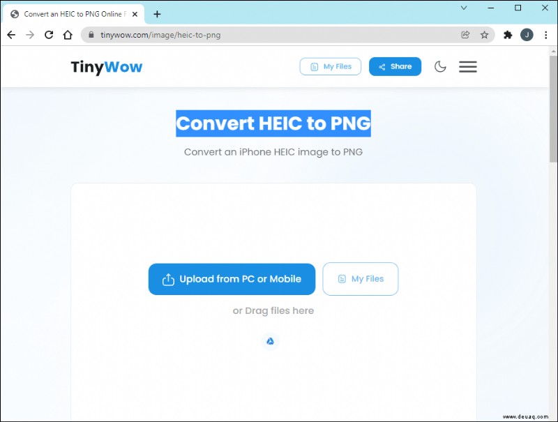 Konvertieren von Bilddateien von HEIC in PNG