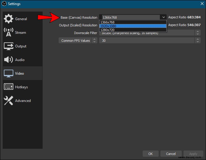 So ändern Sie die Auflösung in OBS