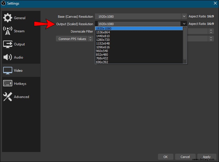 So ändern Sie die Auflösung in OBS