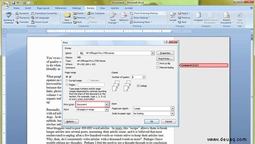 So drucken Sie ohne Kommentare in Microsoft Word