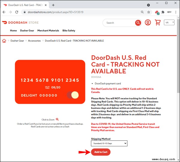 So erhalten Sie eine rote Karte von DoorDash 