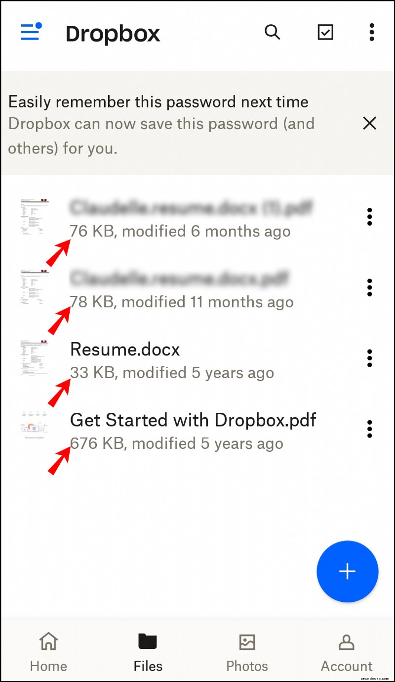 So zeigen Sie die Dateigröße in Dropbox an