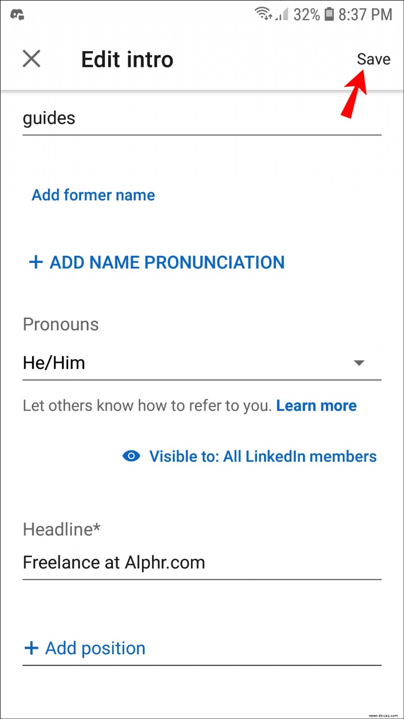 So fügen Sie Pronomen zu LinkedIn hinzu
