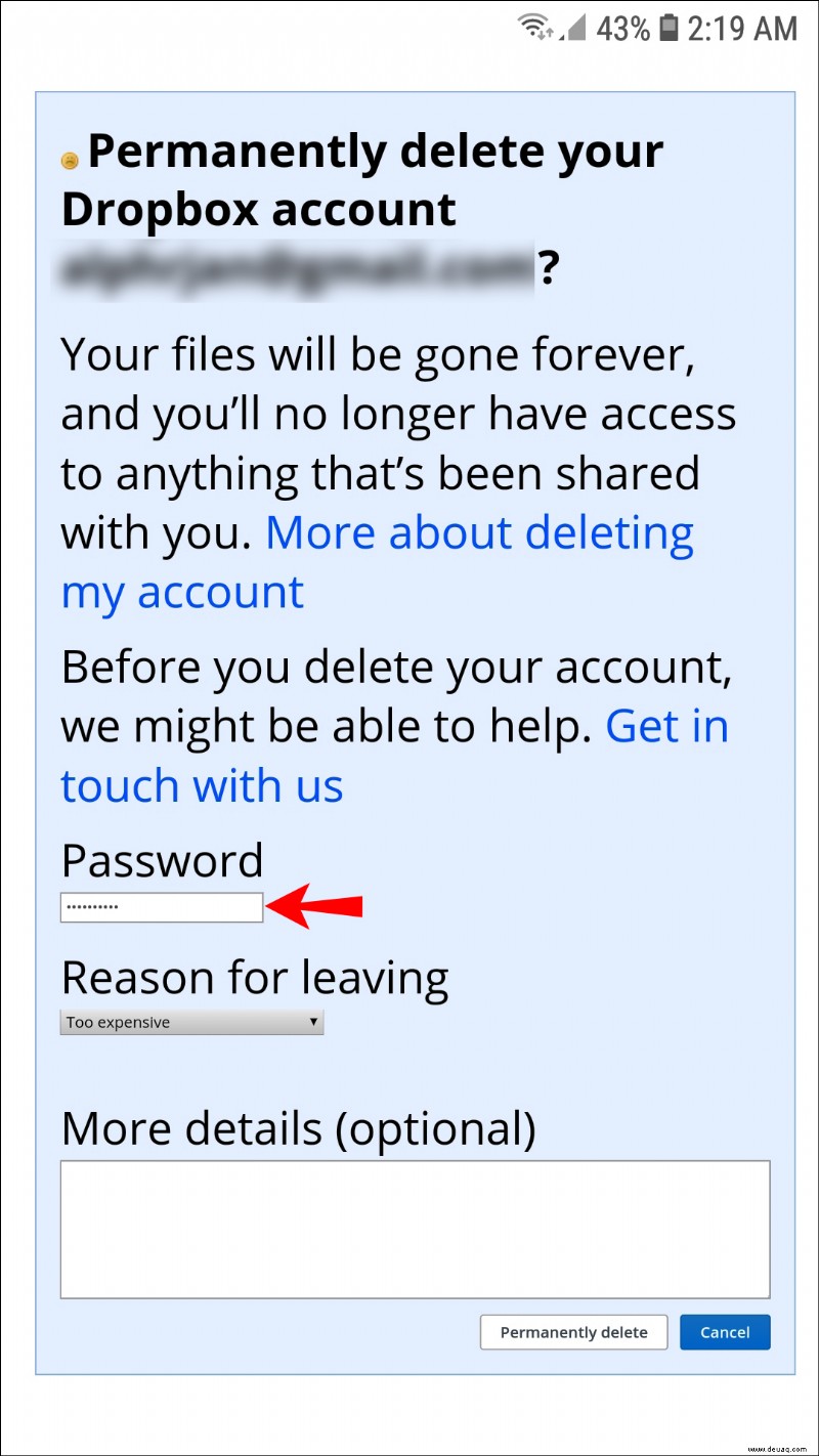 So löschen Sie ein Dropbox-Konto