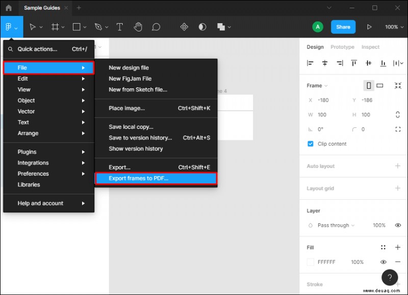 So exportieren Sie ein Design in Figma als PDF