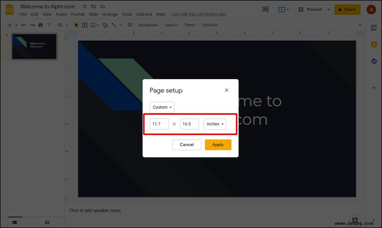 So ändern Sie die Foliengröße in Google Slides