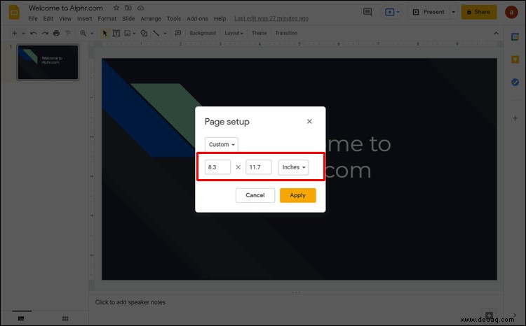 So ändern Sie die Foliengröße in Google Slides