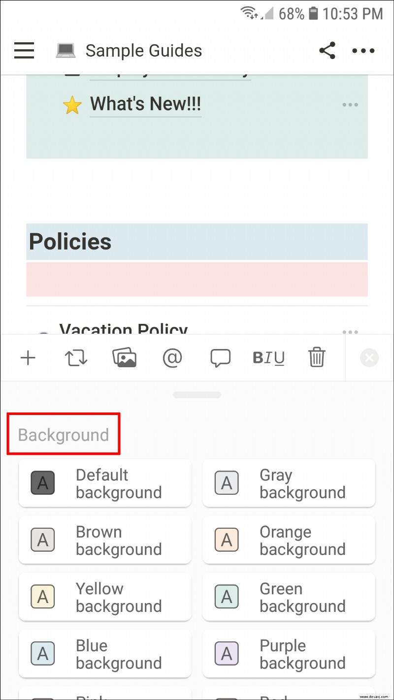 So ändern Sie die Hintergrundfarbe in Notion