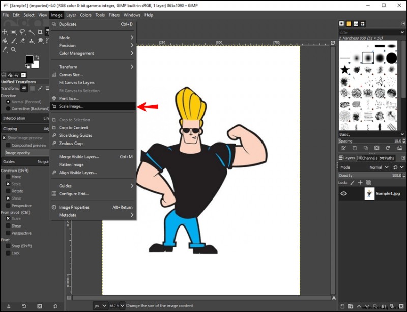 So ändern Sie die Größe eines Bildes in Gimp