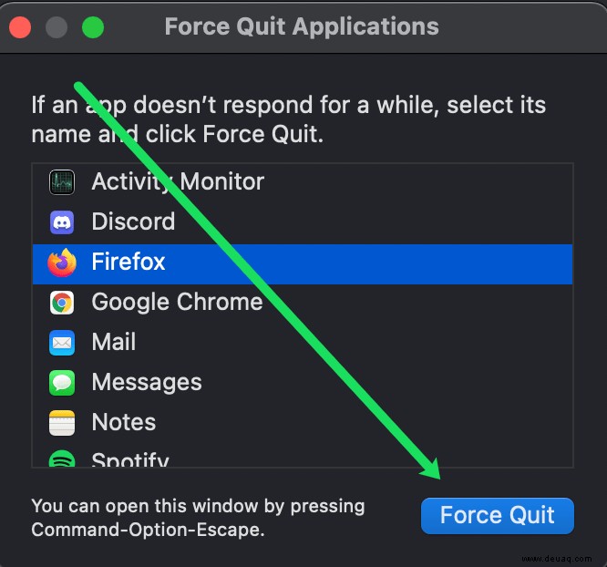 So erzwingen Sie das Beenden einer App auf einem iMac oder Macbook