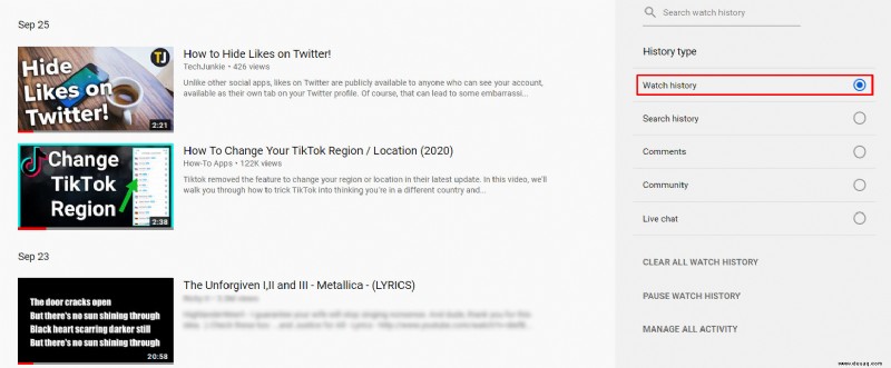 So löschen Sie den YouTube-Wiedergabeverlauf
