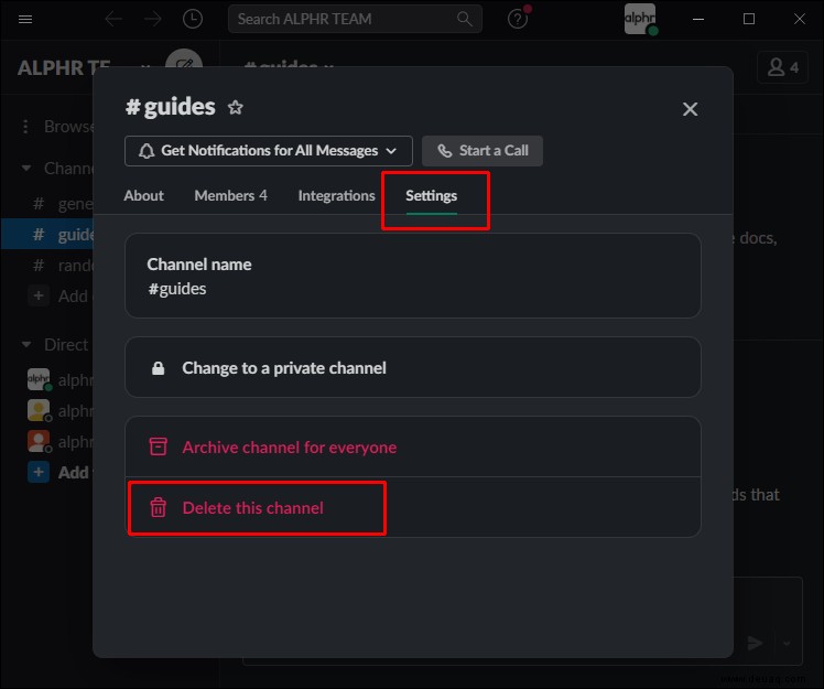 So löschen Sie einen Kanal in Slack