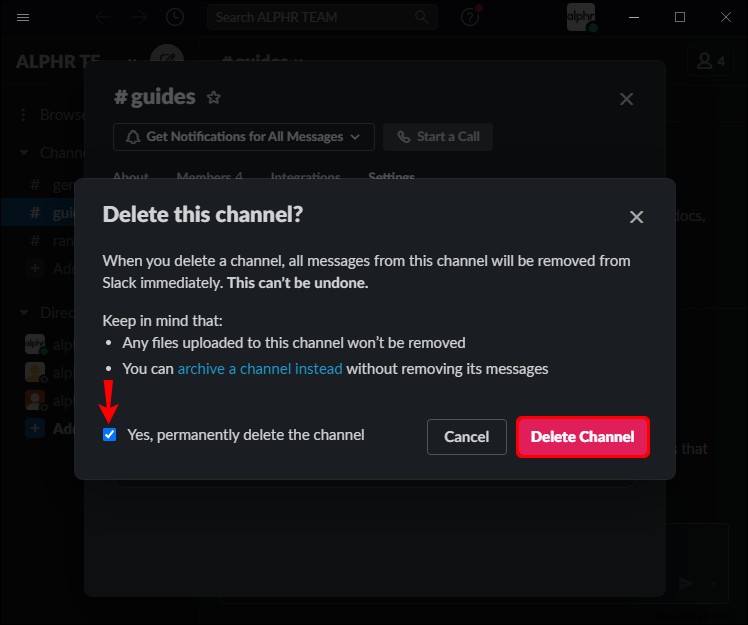 So löschen Sie einen Kanal in Slack