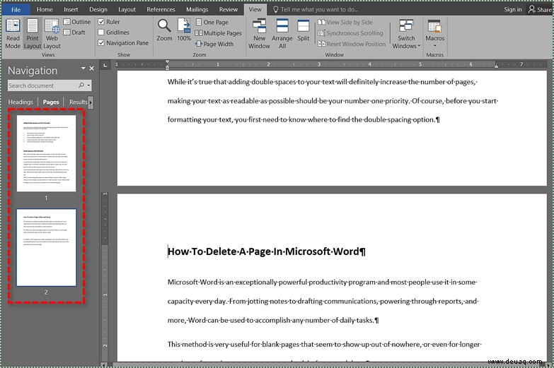 So löschen Sie eine Seite in Microsoft Word