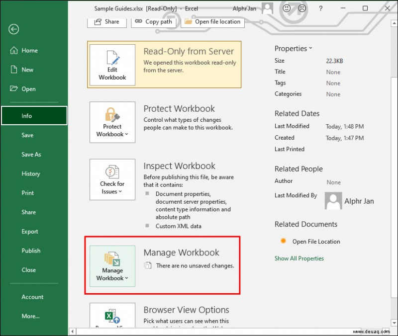 So kehren Sie zur vorherigen Version einer Excel-Datei zurück